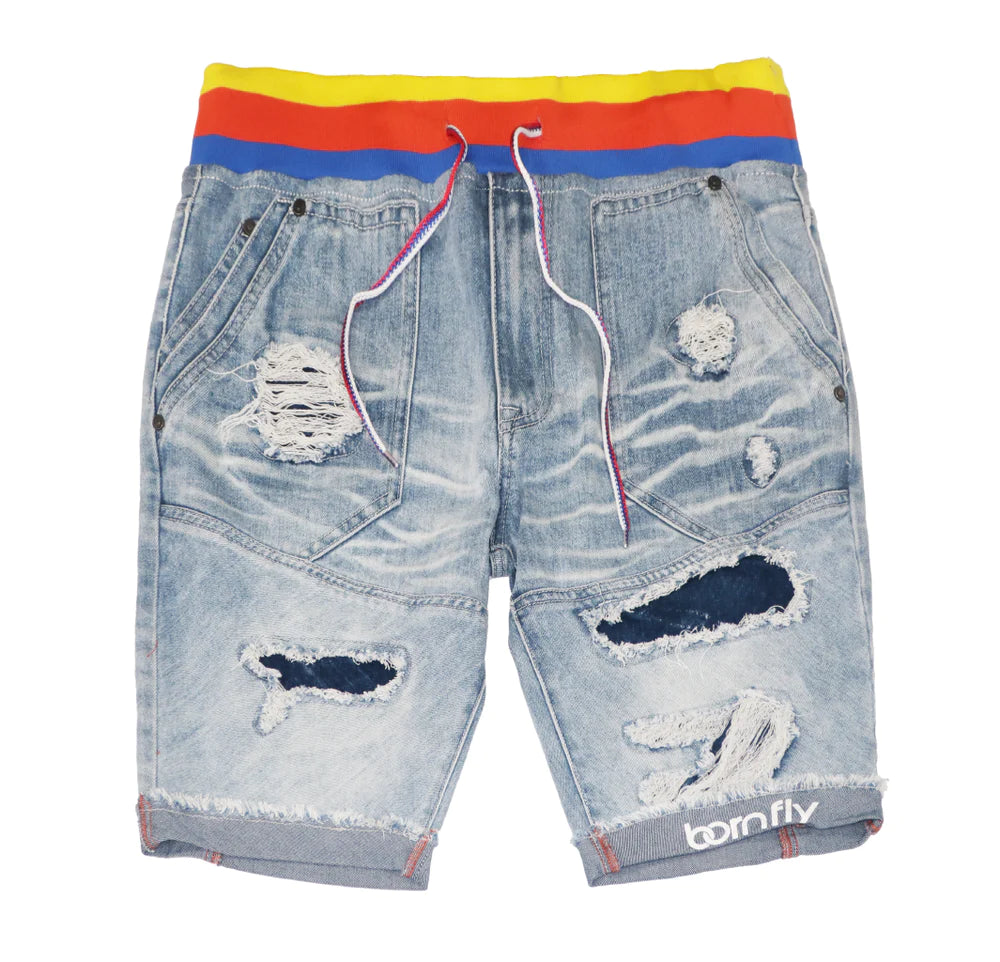 MENS BORN FLY LITE BLUE DENIM SHORTS Xclusive Gear