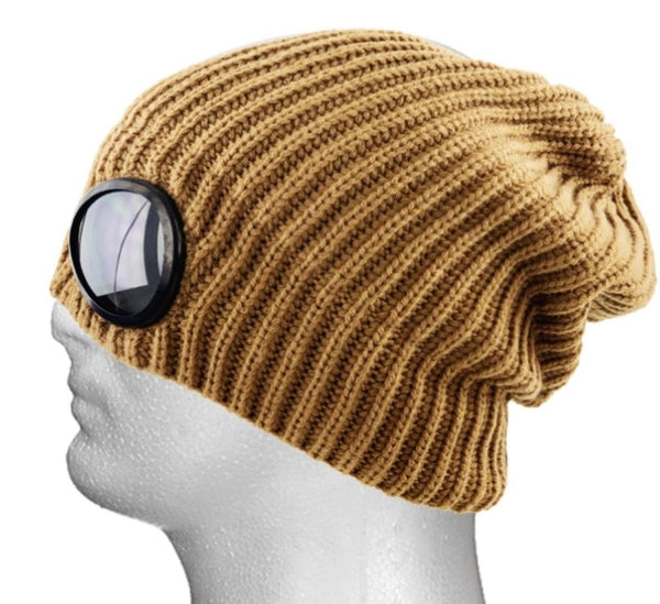 MEN/ WOMEN KHAKI GOGGLE LENS BEANIE