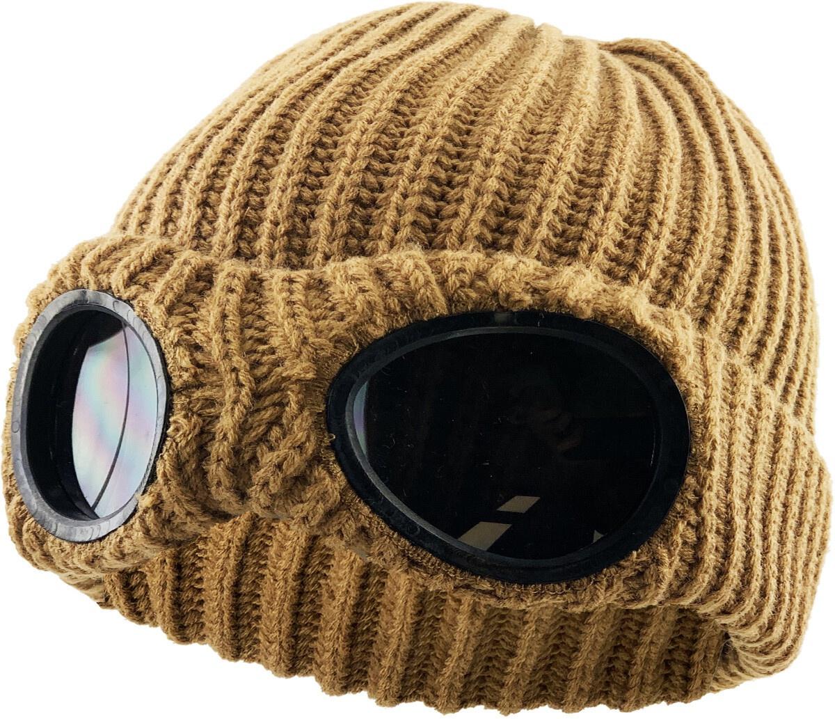 MEN/ WOMEN KHAKI GOGGLE LENS BEANIE