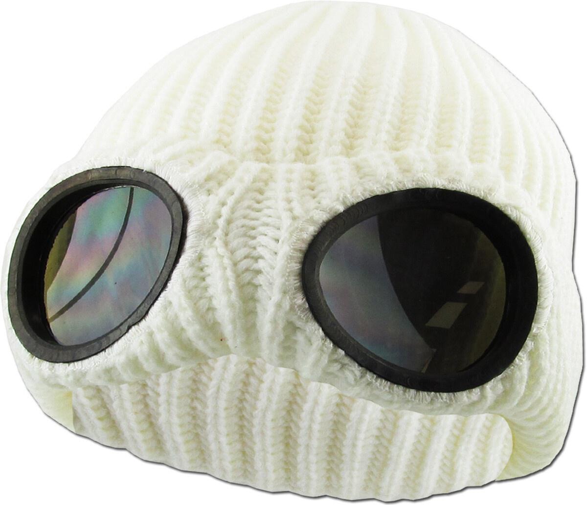 MEN/ WOMEN WHITE GOGGLE LENS BEANIE