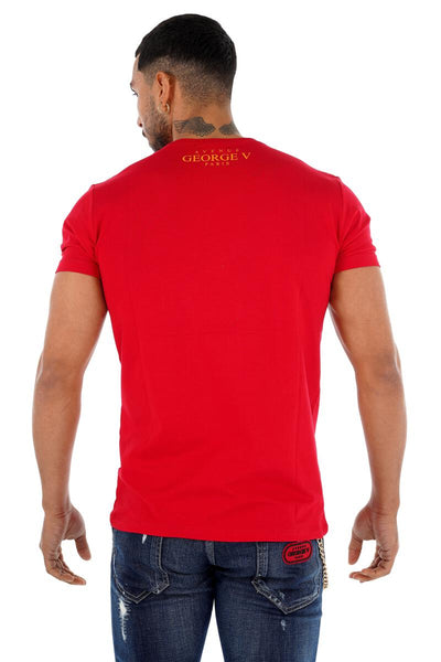 Men George V Red Cash Uzi Glittery Tshirt