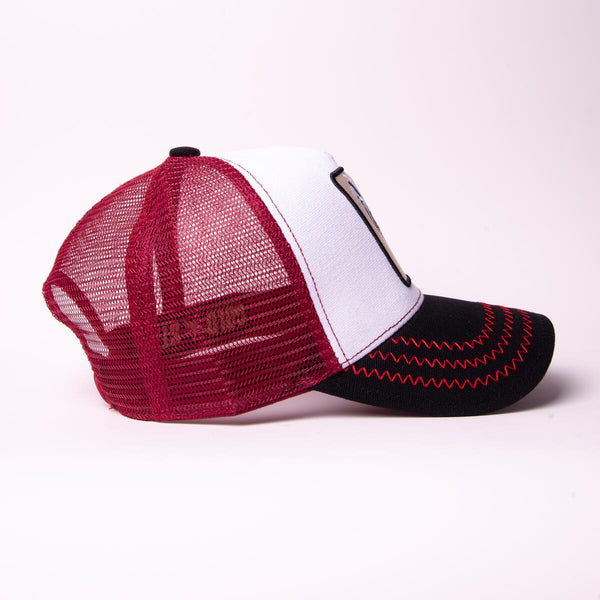 Men/ Women rooster white/burgundy trucker hat