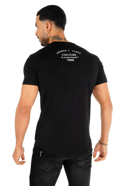 Men George V Black Timeless Glittery Tshirt