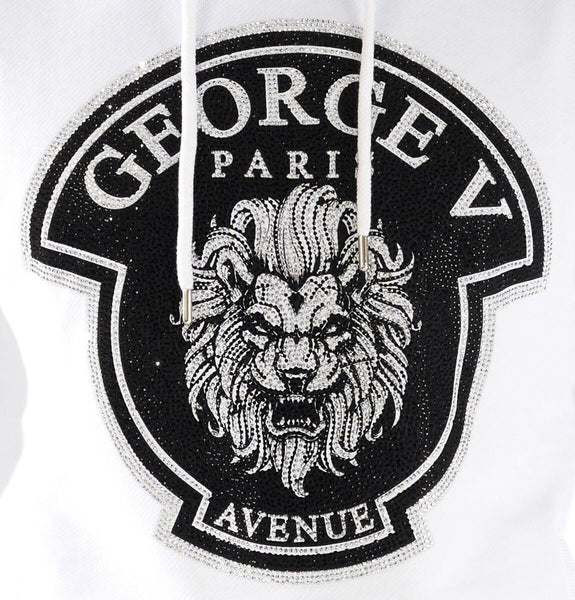 MEN GEORGE V WHITE/ BLACK SILVER LION HEAD SWEAT SUIT