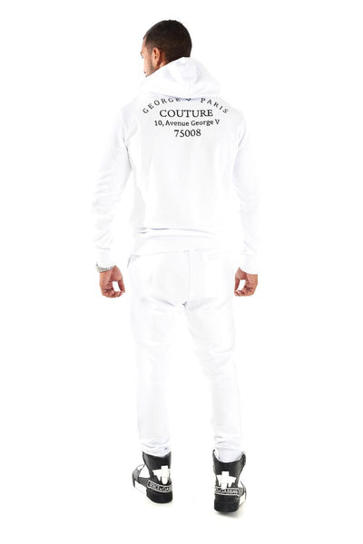 MEN GEORGE V WHITE/ BLACK SILVER LION HEAD SWEAT SUIT