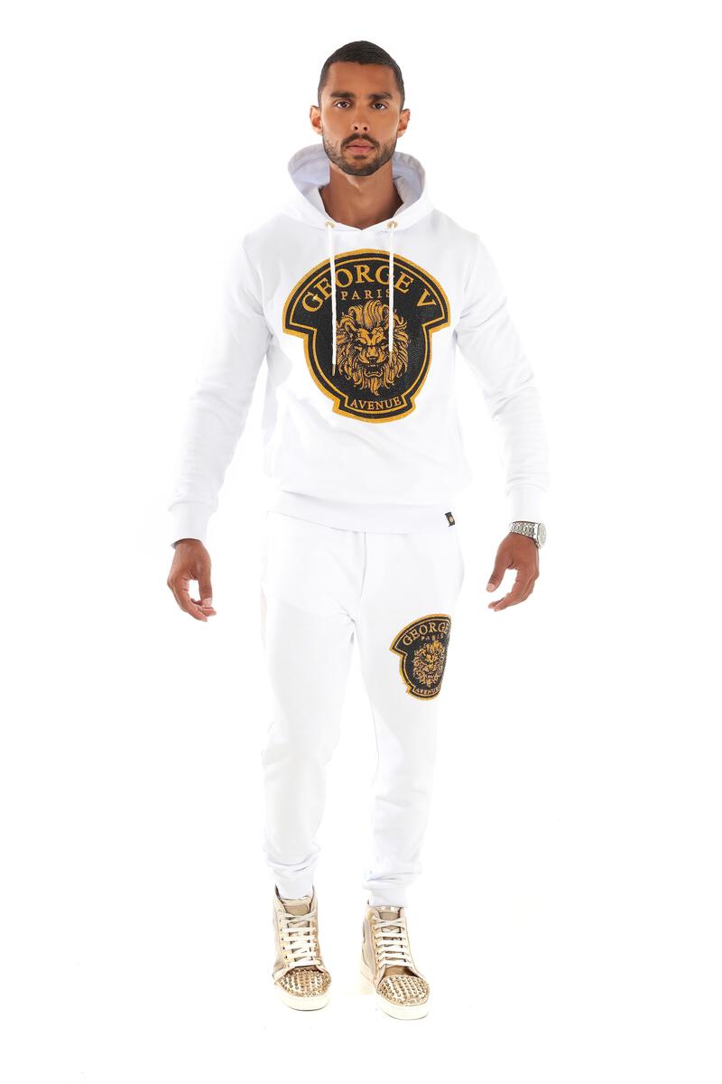 MEN GEORGE V WHITE/ BLACK GOLD LION HEAD SWEAT SUIT