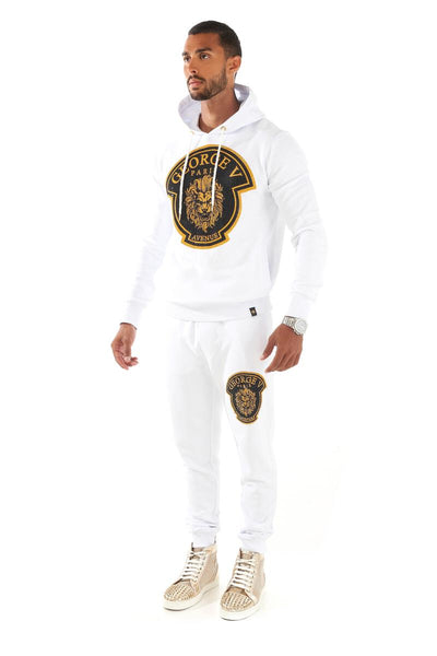 MEN GEORGE V WHITE/ BLACK GOLD LION HEAD SWEAT SUIT