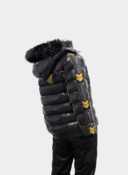 MEN BLACK/ YELLOW PHANTOM PUFFER COATS