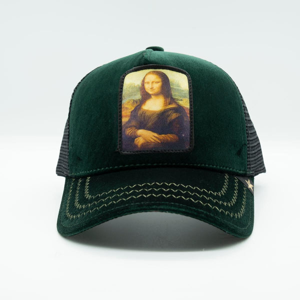 Velvet Emerald Green Monalisa trucker hat