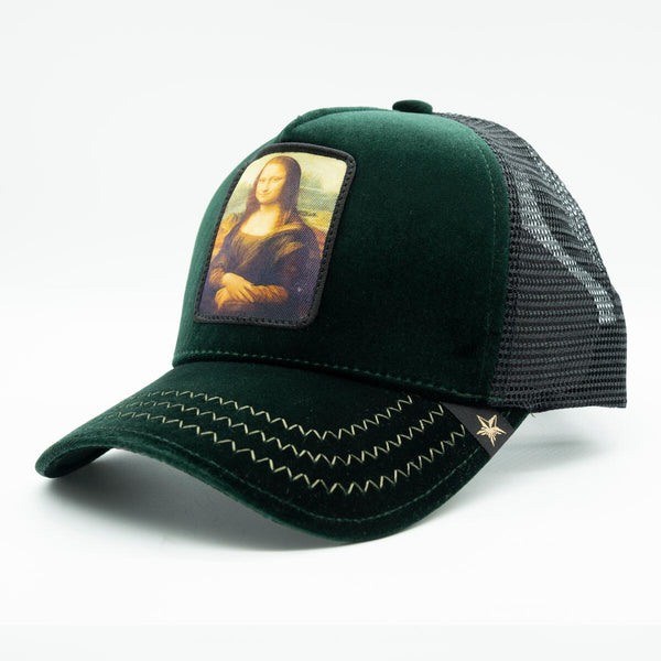 Velvet Emerald Green Monalisa trucker hat