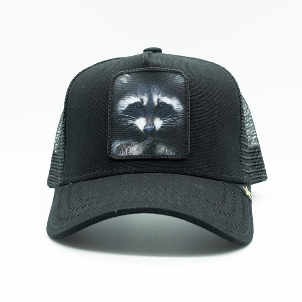 Men/ Women Farm racoon black trucker hat