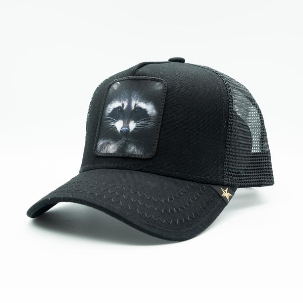 Men/ Women Farm racoon black trucker hat