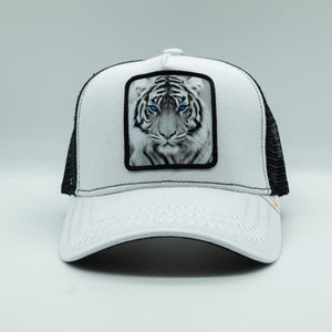 Men/ Women White Gold Star Tiger trucker hat