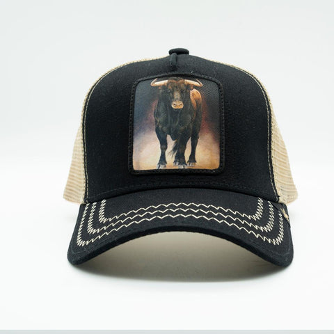 Bull Black Beige trucker hat