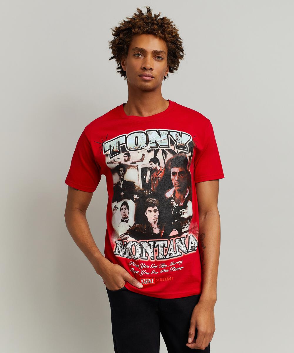 Men Red Reason Brand Scarface Who To Trust SS Tee