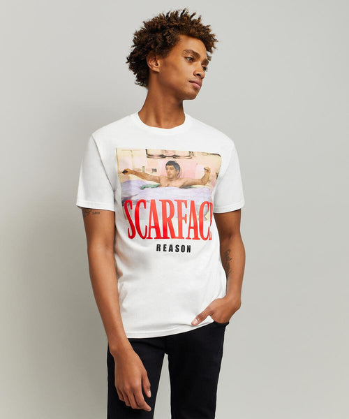 Men White Reason Brand Scarface Tony Tee