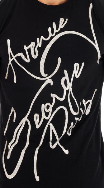 Men George V Black George V Signature Glittery Tshirt