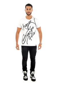 Men George V White George V Signature Glittery Tshirt