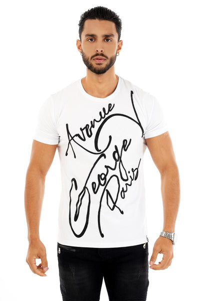 Men George V White George V Signature Glittery Tshirt