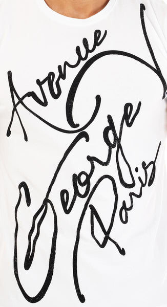 Men George V White George V Signature Glittery Tshirt