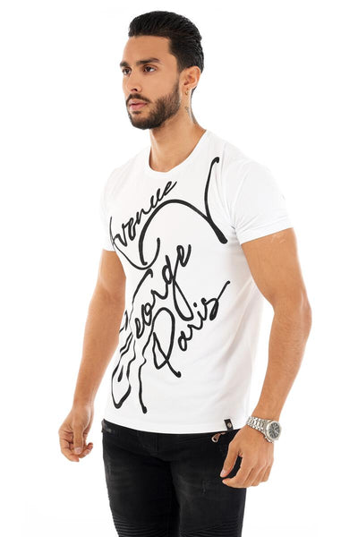 Men George V White George V Signature Glittery Tshirt