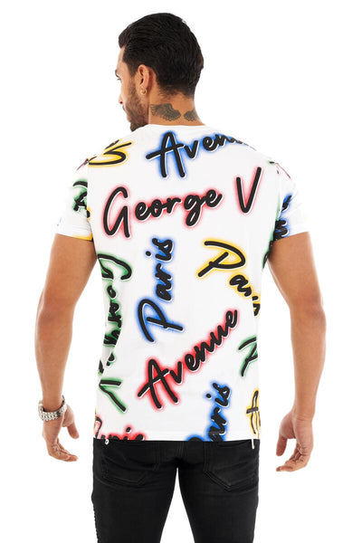 Men George V White GV All Over Glittery Tshirt