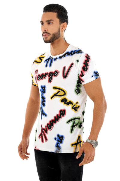 Men George V White GV All Over Glittery Tshirt