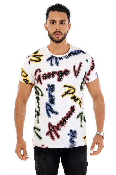 Men George V White GV All Over Glittery Tshirt