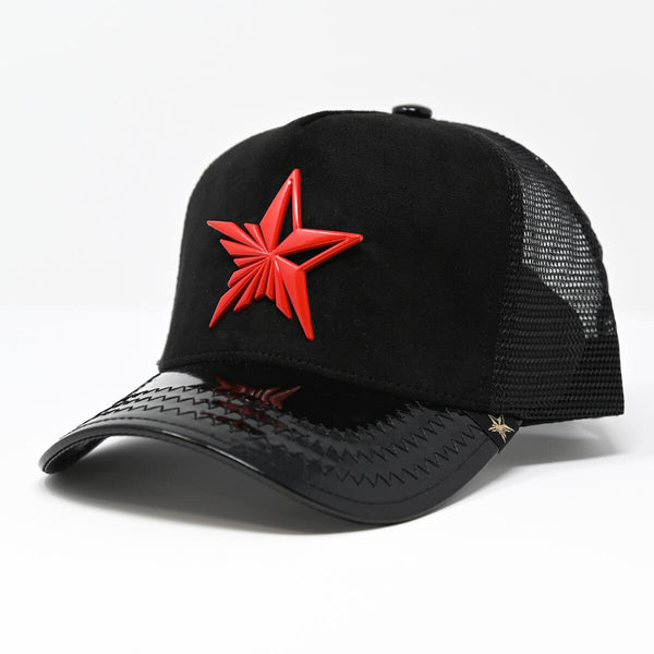 Unisex Black & Red Gold star Star logo trucker