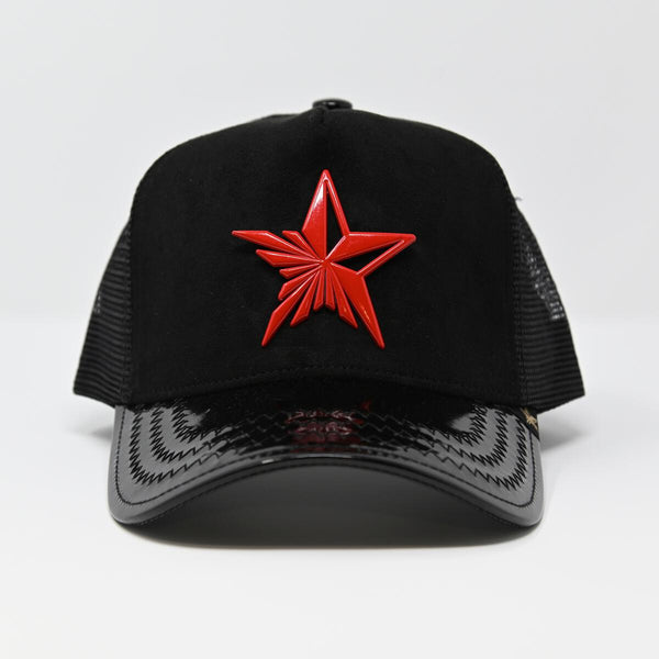 Unisex Black & Red Gold star Star logo trucker