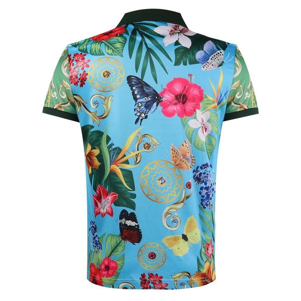 MEN MULTI BUTTERFLY & FLOWERS BAROCCO POLO SHIRT