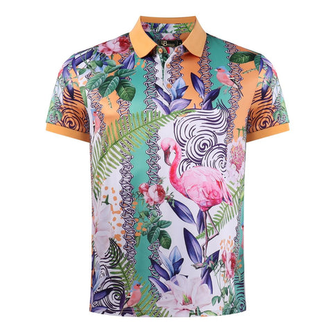 MEN MULTI COLOR FLAMINGO BAROCCO POLO SHIRT