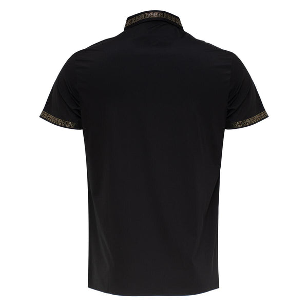 MEN BLACK/ GOLD GLITERRY COLLAR BAROCCO POLO SHIRT