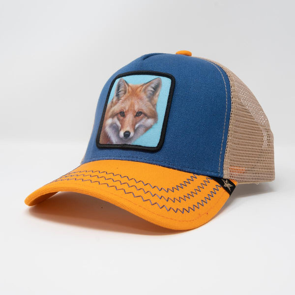 Men Gold Star Yellow Bill Fox Multi trucker hat