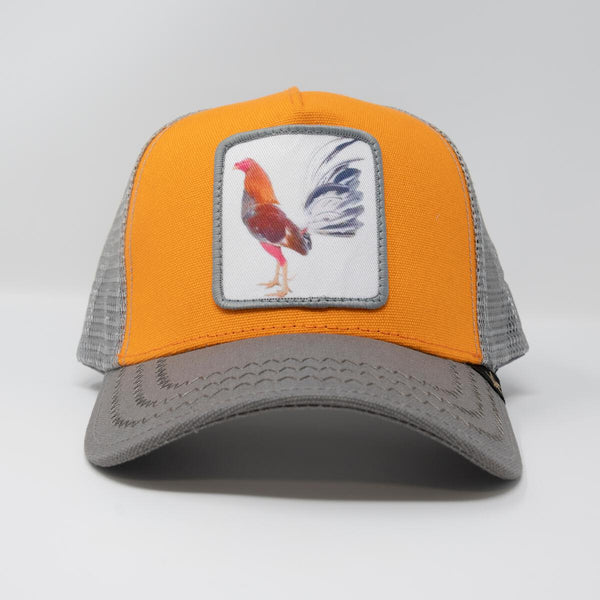 Men/ Women Rust & Grey Rooster trucker hat