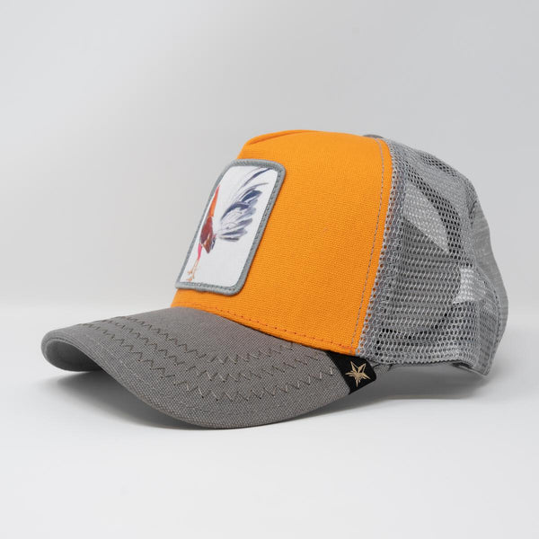 Men/ Women Rust & Grey Rooster trucker hat