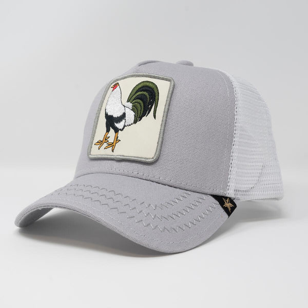 Men/ Women Gold Star Grey Rooster Trucker hat