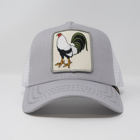 Men/ Women Gold Star Grey Rooster Trucker hat