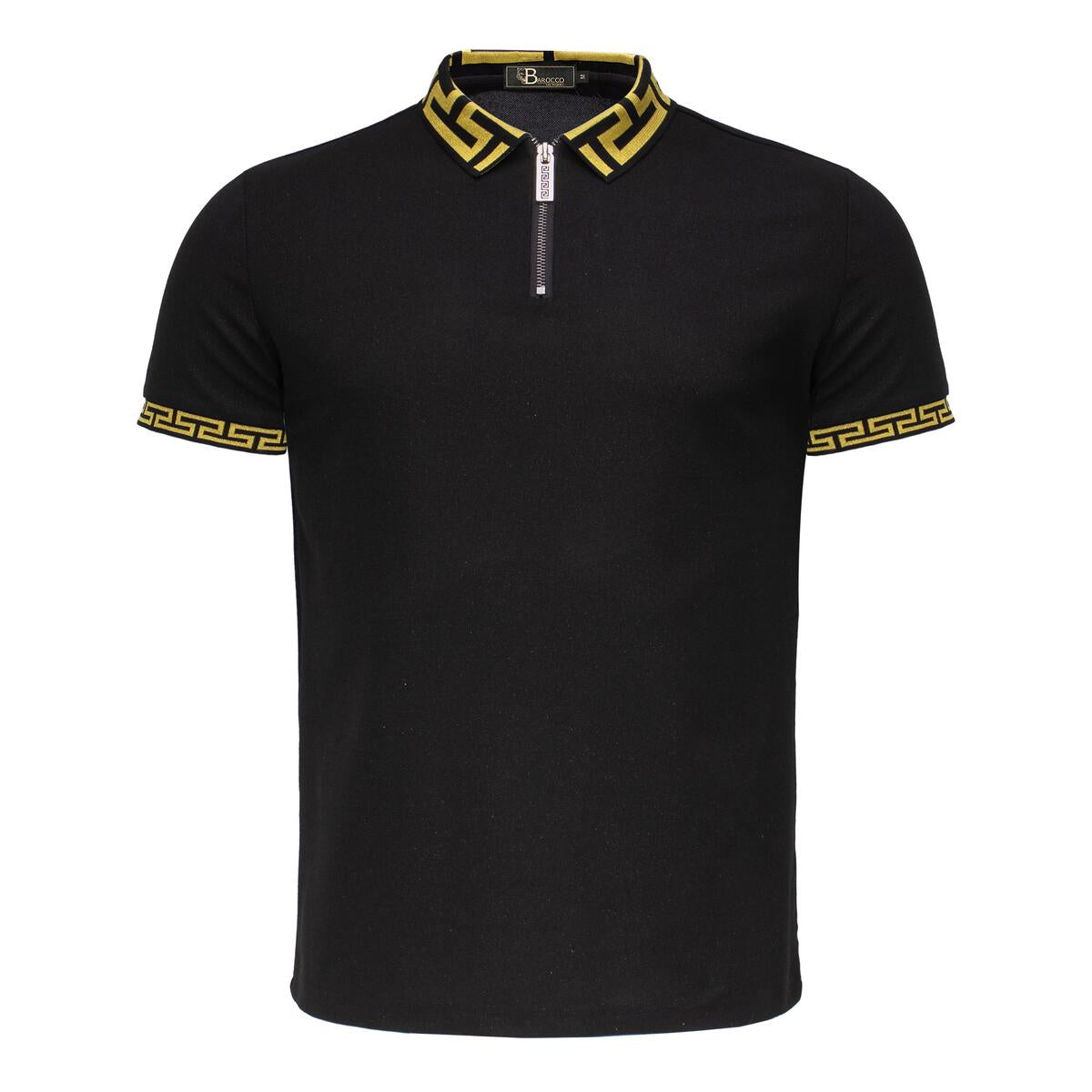 MEN BLACK/ GOLD NECK COLLARBAROCCO POLO SHIRT