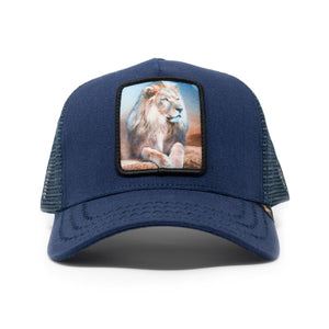 Men Gold Star Rooster lion Navy Trucker hat