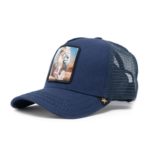 Men Gold Star Rooster lion Navy Trucker hat