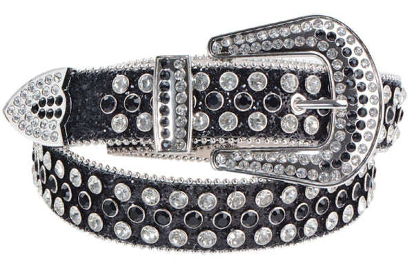 MEN BLACK/ SILVER RHINESTONE BELT