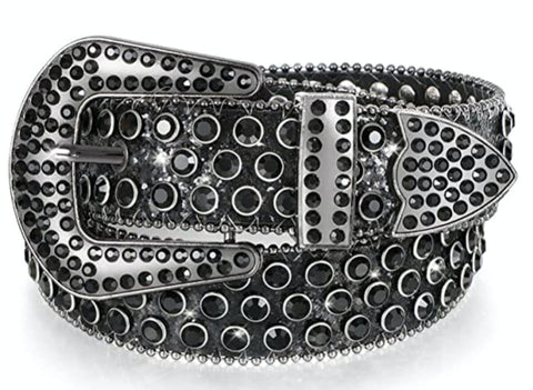 MEN BLACK RHINESTONE BELT