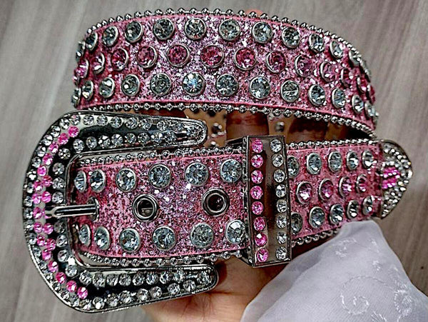 MEN PINK RHINESTONE BELT