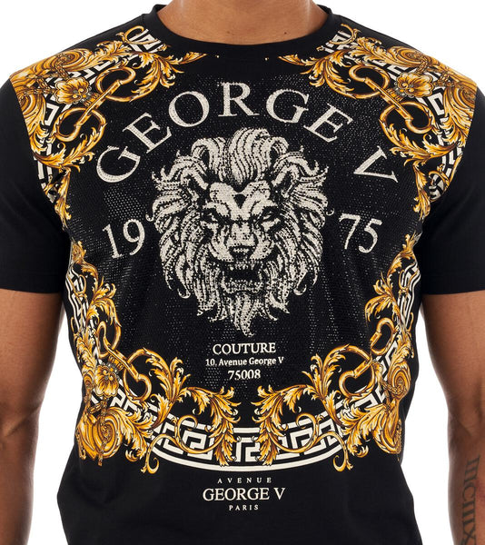 MEN GEORGE V BLACK/ SILVER/ GOLD  19 LION HEAD 75 GLITTERY TSHIRT