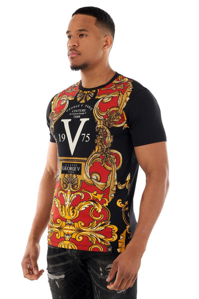 MEN GEORGE V BLACK/ GOLD/ RED 19V75 GLITTERY TSHIRT