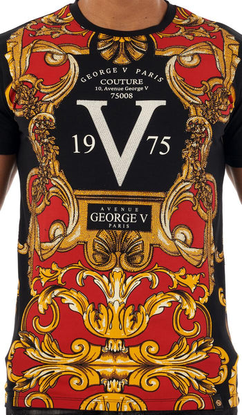 MEN GEORGE V BLACK/ GOLD/ RED 19V75 GLITTERY TSHIRT