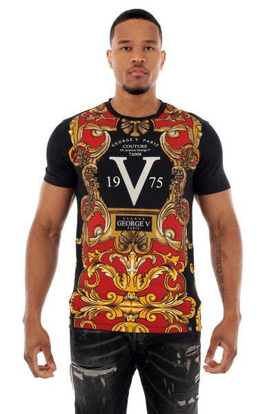 MEN GEORGE V BLACK/ GOLD/ RED 19V75 GLITTERY TSHIRT