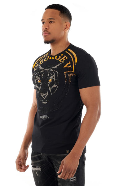 MEN GEORGE V BLACK/ GOLD BLACK CAT GLITTERY TSHIRT