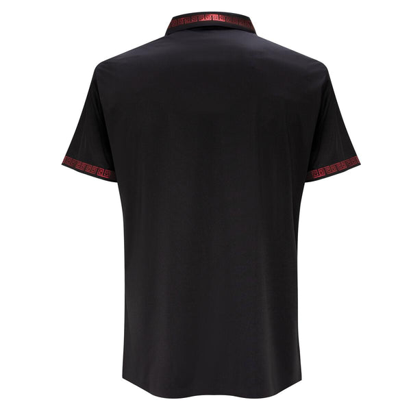 MEN BLACK/ RED GLITERRY COLLAR BAROCCO POLO SHIRT